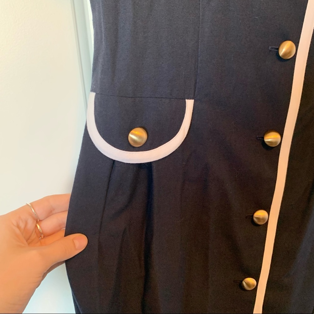 Vintage Navy Button Down Dress - Picture 7 of 9